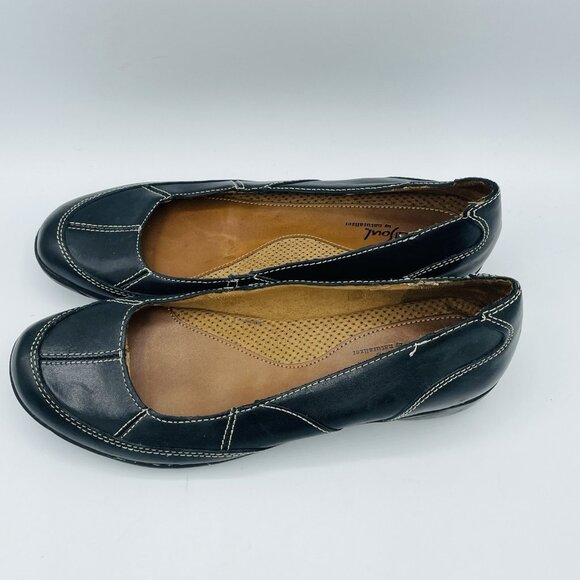 Natural Soul Shoe Womens Size 8 M Black Leather Comfort Slip On Loafers Heels - Picture 6 of 11